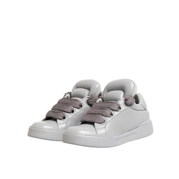Dolce & Gabbana White Leather Gray Laces Low Top Sneakers Men's Shoes - Picture 3 of 5